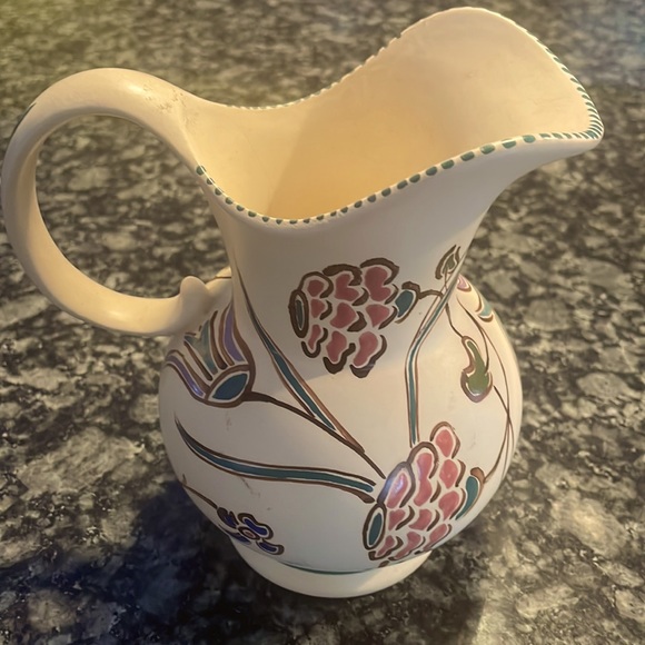 1930s Honiton Devon English Pottery Hand Painted “Lymton” Floral Pitcher - Picture 2 of 7